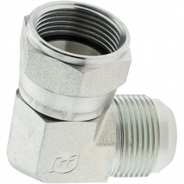 Steel Flared Tube Swivel 90 ° Elbow: 1" Tube OD, 1-5/16-12 x 1-5/16-12 Thread, 37 ° Flared Angle