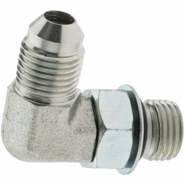 Steel Flared Tube Male Elbow: 5/16" Tube OD, 1/2-20 x 1/2-20 Thread, 37 ° Flared Angle