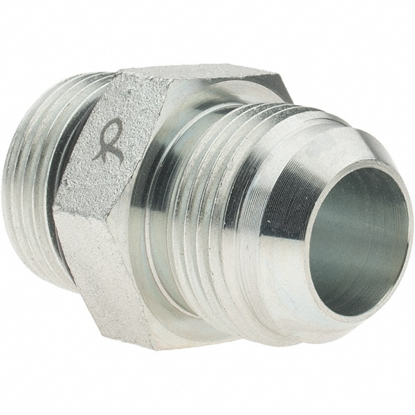 Steel Flared Tube Connector: 7/8" Tube OD, 1-3/16-12 x 1-3/16-12 Thread, 37 ° Flared Angle