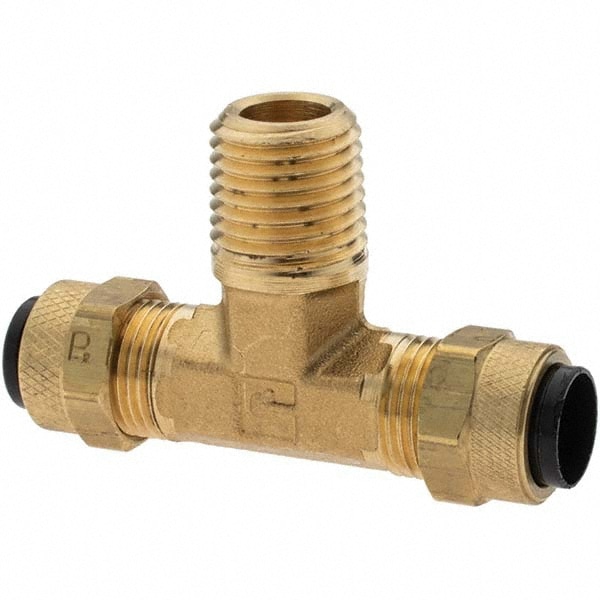 Compression Tube Male Branch Tee: 1/4-18" Thread, Compression x Compression x MNPT