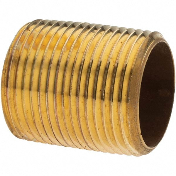 Brass Pipe Nipple: Threaded on Both Ends, 1-1/2" OAL, NPT