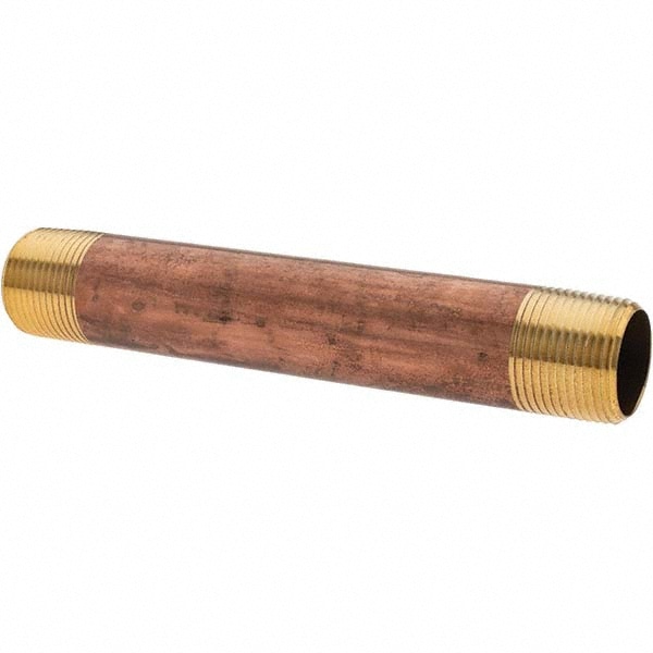 Brass Pipe Nipple: Threaded on Both Ends, 6" OAL, NPT