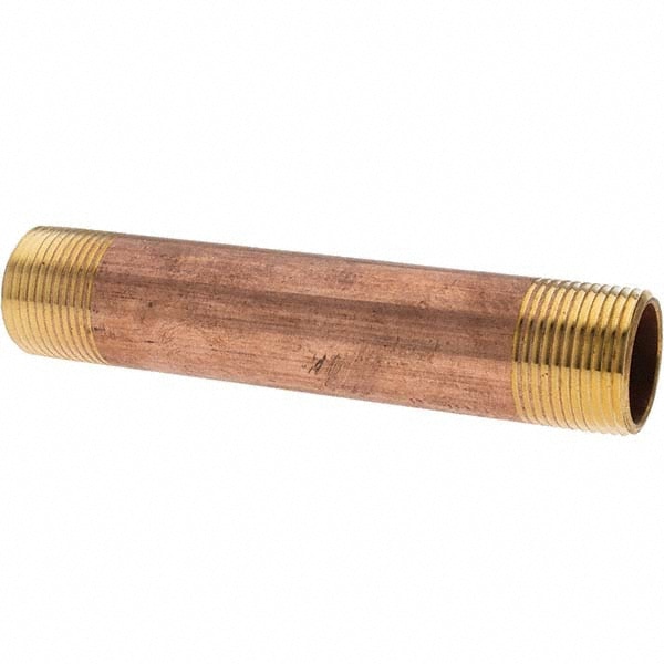 Brass Pipe Nipple: Threaded on Both Ends, 5" OAL, NPT