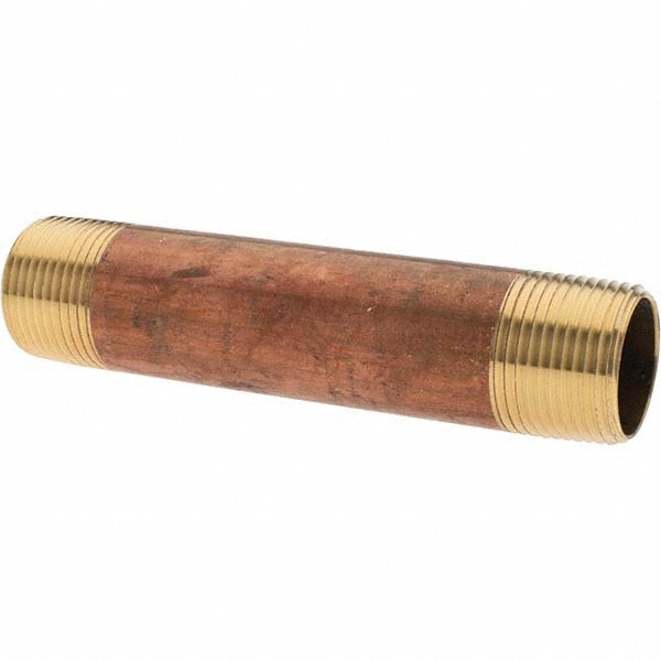 Brass Pipe Nipple: Threaded on Both Ends, 4-1/2" OAL, NPT