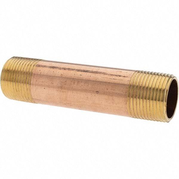 Brass Pipe Nipple: Threaded on Both Ends, 4" OAL, NPT