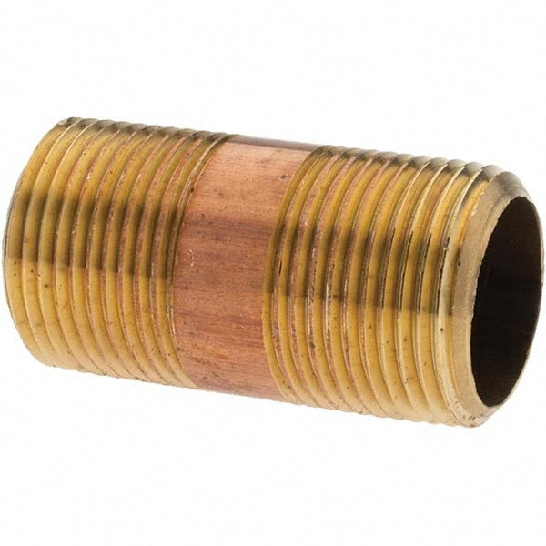 Brass Pipe Nipple: Threaded on Both Ends, 2" OAL, NPT