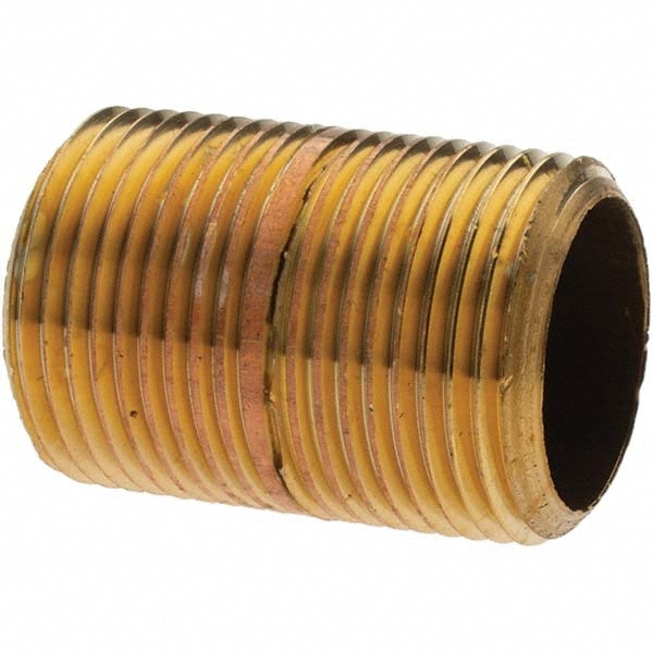 Brass Pipe Nipple: Threaded on Both Ends, 1-1/2" OAL, NPT