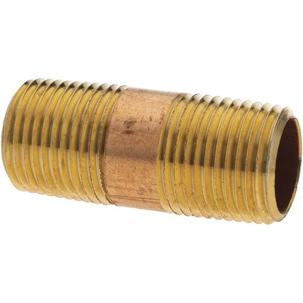 Brass Pipe Nipple: Threaded on Both Ends, 2" OAL, NPT