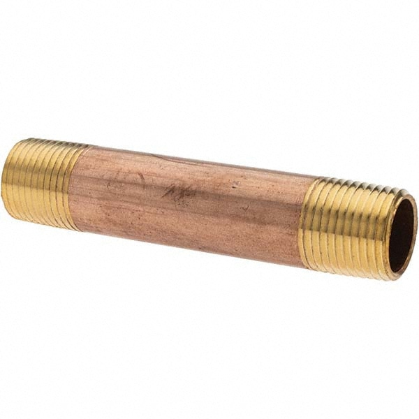 Brass Pipe Nipple: Threaded on Both Ends, 4" OAL, NPT