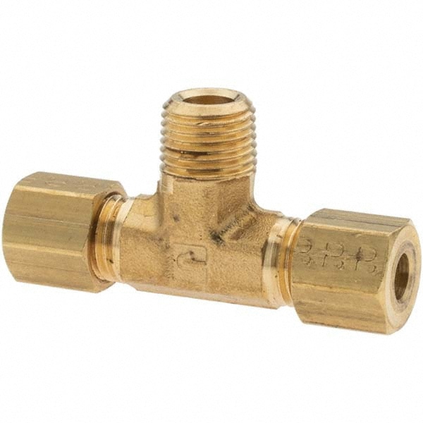 Compression Tube Male Branch Tee: 1/8-27" Thread, Compression x Compression x MNPT
