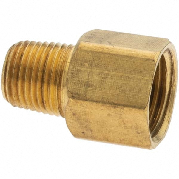 Compression Tube Connector: 1/8-27" Thread, Compression x Male Pipe