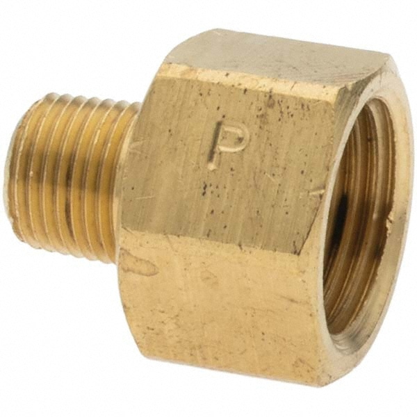 Brass Flared Tube Connector: 3/8" Tube OD, 1/8 Thread, 45 ° Flared Angle