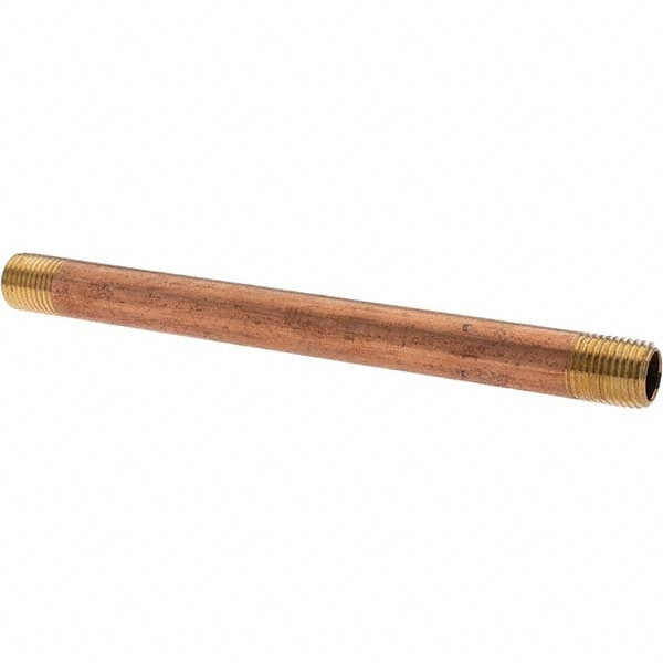 Brass Pipe Nipple: Threaded on Both Ends, 6" OAL, NPT