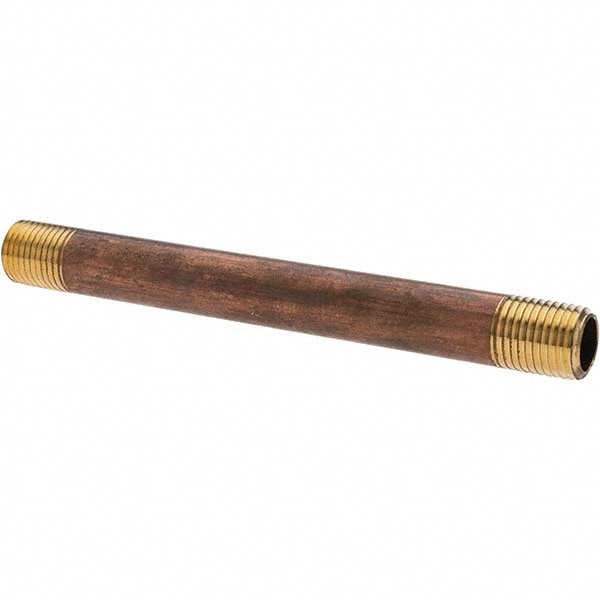 Brass Pipe Nipple: Threaded on Both Ends, 5" OAL, NPT