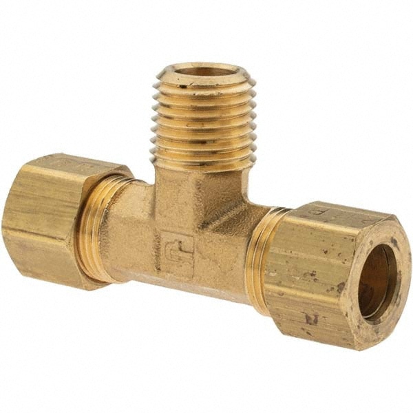 Compression Tube Male Branch Tee: 1/4-18" Thread, Compression x Compression x MNPT