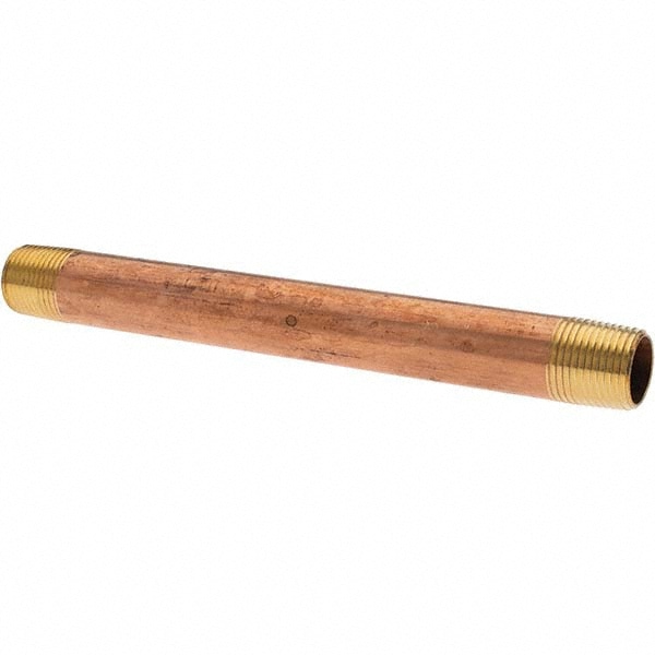 Brass Pipe Nipple: Threaded on Both Ends, 6" OAL, NPT