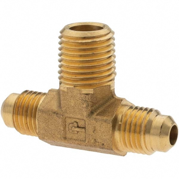 Flared Tube Male Branch Tee: 1/4" Tube OD, 1/4-18 Thread, 45 ° Flared Angle