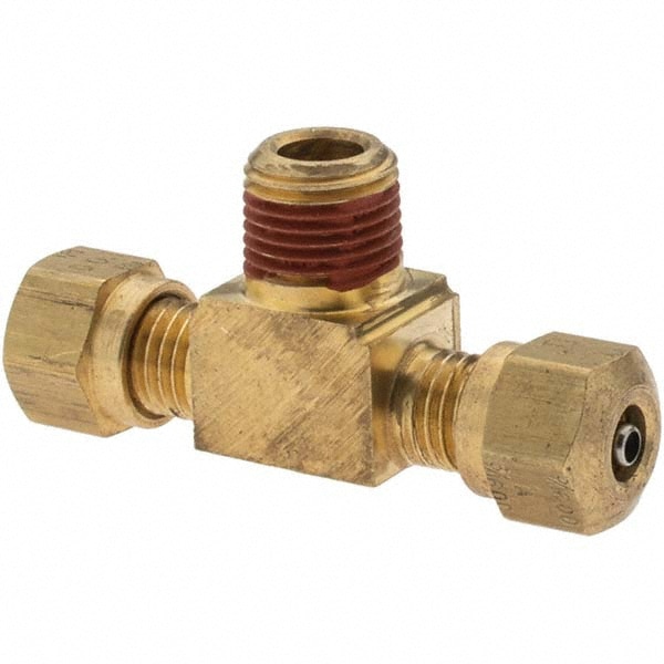Compression Tube Male Branch Tee: 1/8" Thread, Compression x Compression x MNPT