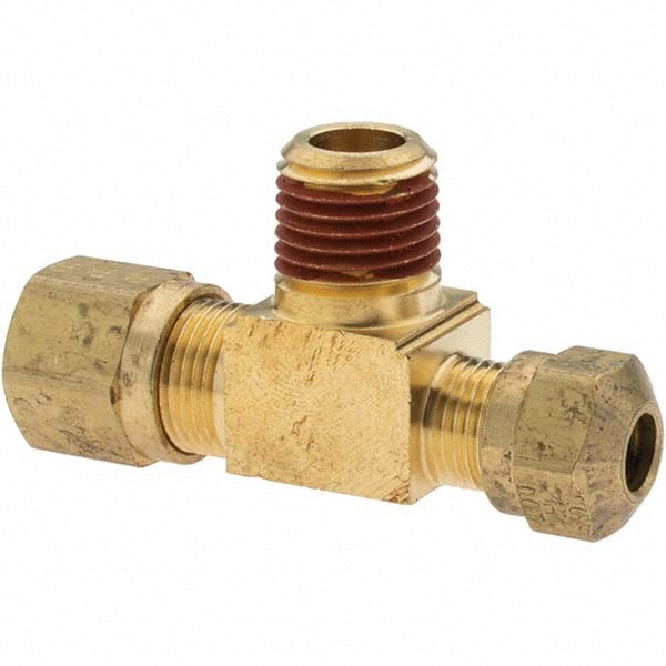 Compression Tube Male Branch Tee: 1/4" Thread, Compression x Compression x MNPT