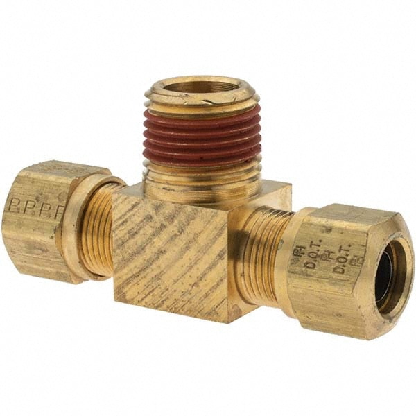 Compression Tube Male Branch Tee: 1/2" Thread, Compression x Compression x MNPT