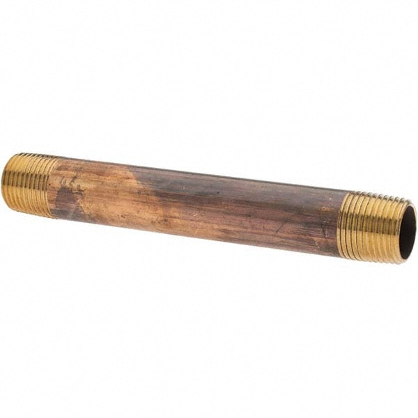 Brass Pipe Nipple: Threaded on Both Ends, 4-1/2" OAL, NPT