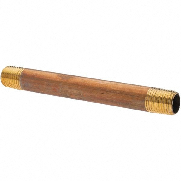 Brass Pipe Nipple: Threaded on Both Ends, 4-1/2" OAL, NPT