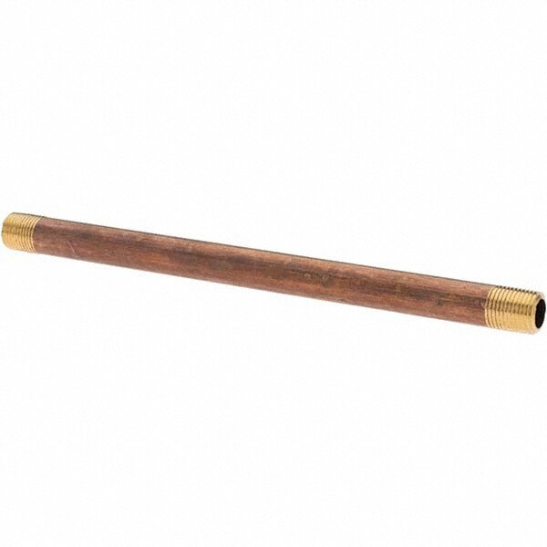 Brass Pipe Nipple: Threaded on Both Ends, 6" OAL, NPT