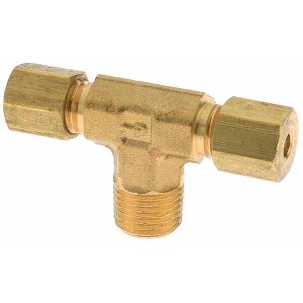 Compression Tube Male Branch Tee: 1/8-27" Thread, Compression x Compression x MNPT