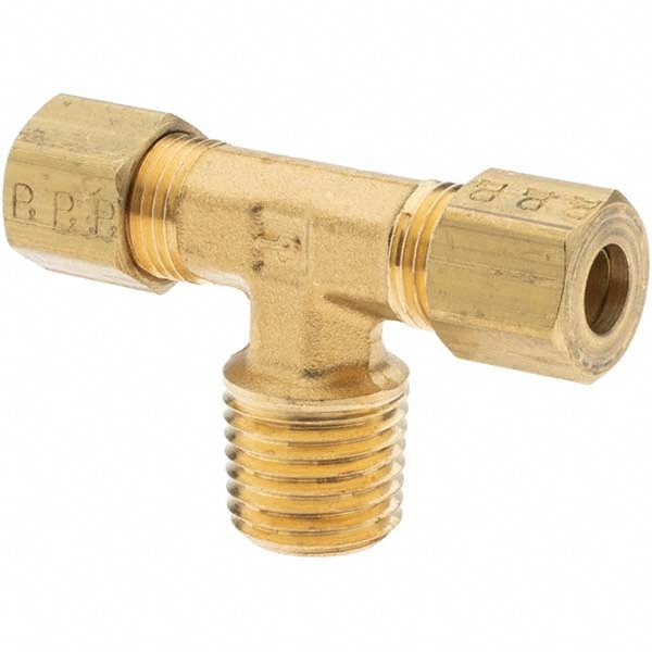 Compression Tube Male Branch Tee: 1/4-18" Thread, Compression x Compression x MNPT