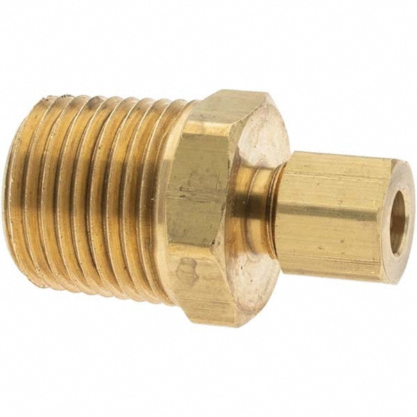 Compression Tube Connector: 1/2-14" Thread, Compression x MNPT
