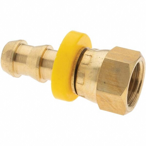 Barbed Push-On Hose Female Swivel: 3/8" UNF, Brass