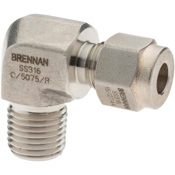 Compression Tube Male Elbow: 1/4" Thread, Compression x MNPT