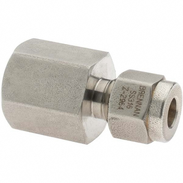 Compression Tube Connector: 1/4" Thread, Compression x FNPT