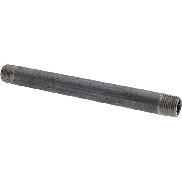 Black Pipe Nipple: 3/8" Dia x 6-1/2" Long, Schedule 40