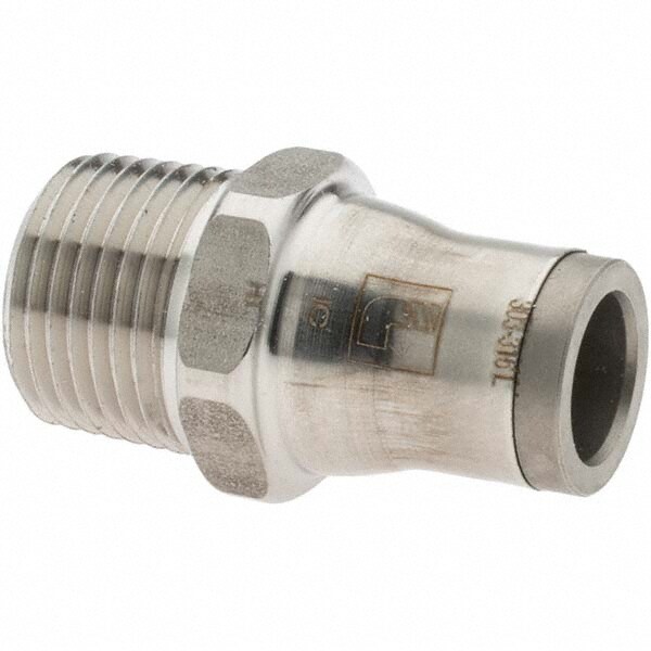 Push-To-Connect Tube to Male & Tube to Male NPT Tube Fitting: 3/8" Thread, 3/8" OD