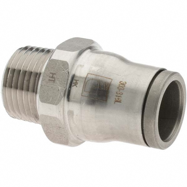 Push-To-Connect Tube to Male & Tube to Male NPT Tube Fitting: 3/8" Thread, 1/2" OD