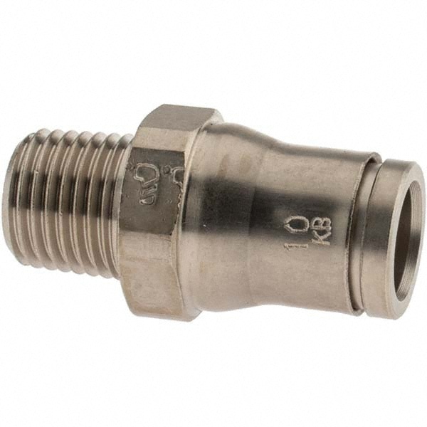 Push-To-Connect Tube to Male & Tube to Male BSPT Tube Fitting: Male Connector, 1/4" Thread