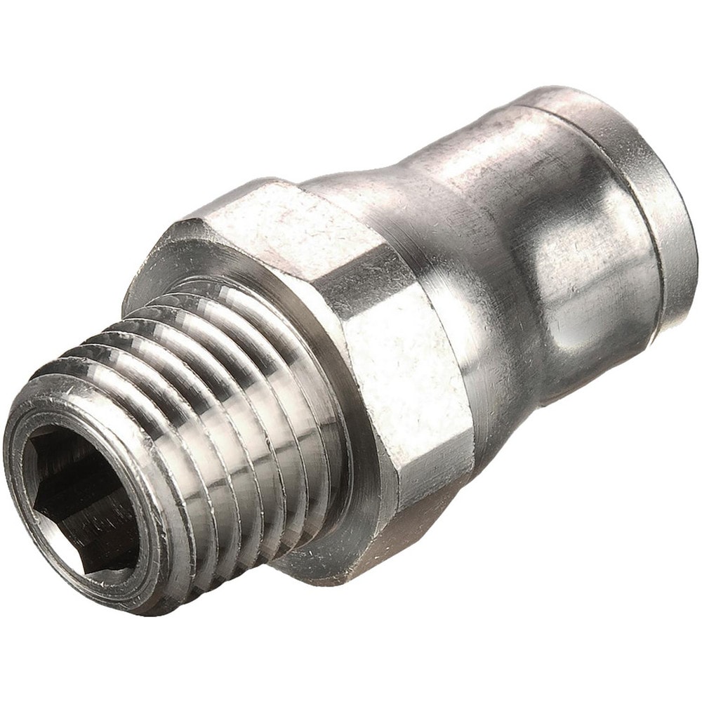 Push-To-Connect Tube to Male & Tube to Male NPT Tube Fitting: Male Connector, 1/4" Thread, 1/4" OD