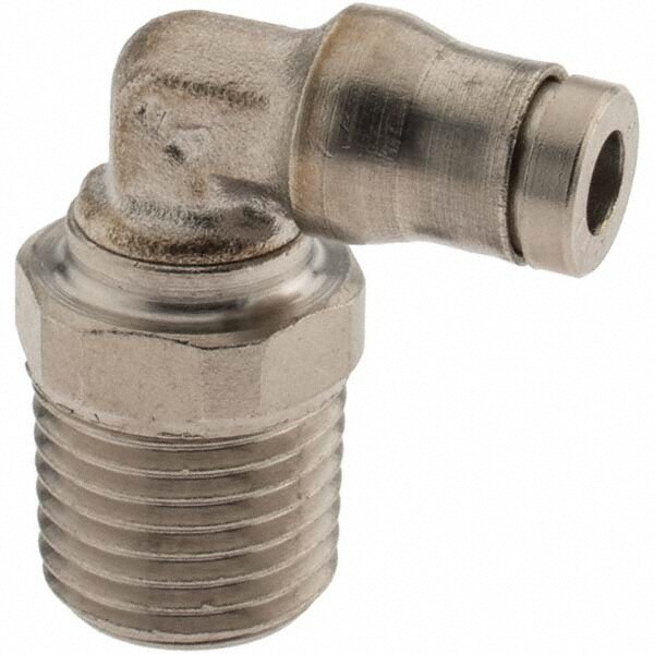 Push-To-Connect Tube to Male & Tube to Male BSPT Tube Fitting: Male Elbow, 1/4" Thread