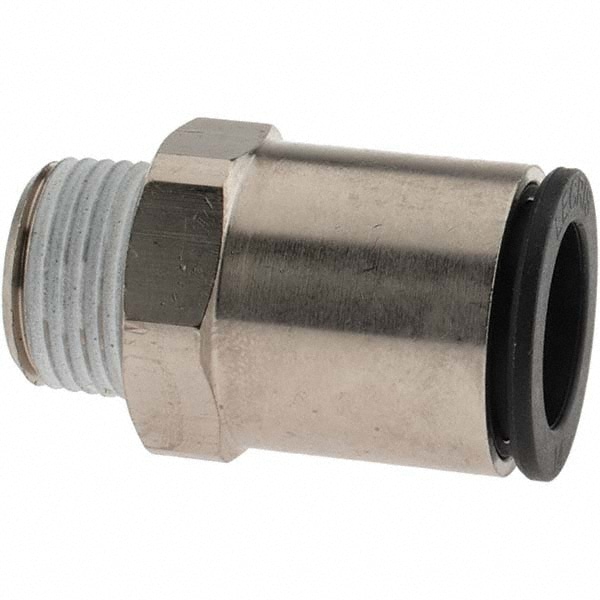 Push-To-Connect Tube to Male BSPT Tube Fitting: Stem Adapter, 3/8" Thread
