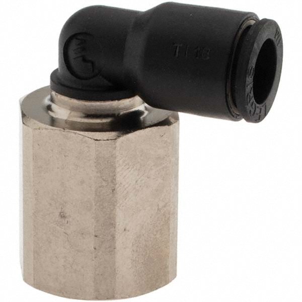 Push-To-Connect Tube Fitting: Female Elbow, 1/4" Thread, 1/4" OD