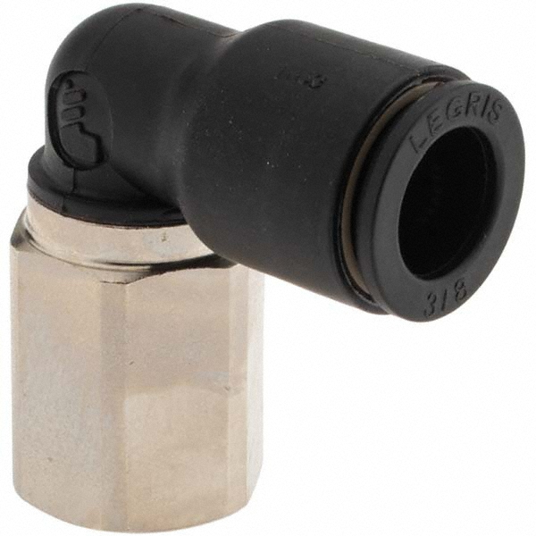Push-To-Connect Tube Fitting: Female Elbow, 1/4" Thread, 3/8" OD