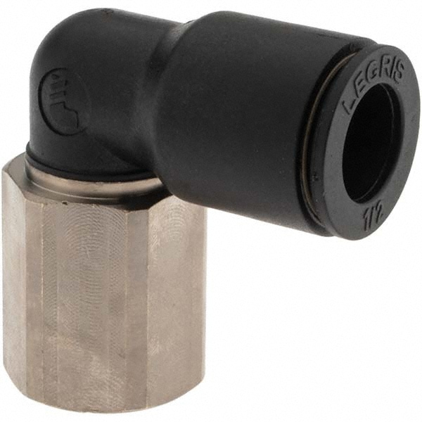 Push-to-Connect Tube Fitting: Female Elbow, 3/8" Thread, 1/2" OD