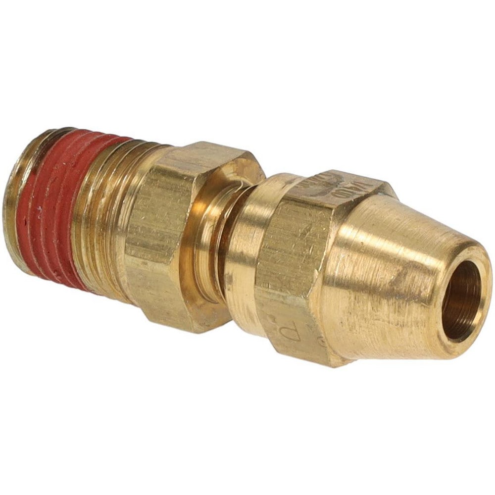 Compression Tube Connector: 1/4-18" Thread, Compression x MNPT