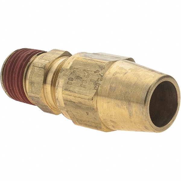 Compression Tube Connector: 3/8-18" Thread, Compression x MNPT