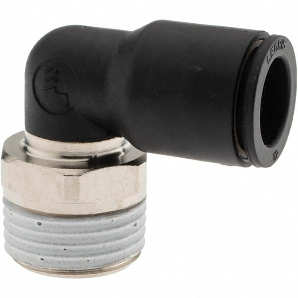 Push-To-Connect Tube to Male BSPT Tube Fitting: 90 ° Male Elbow, 1/2" Thread