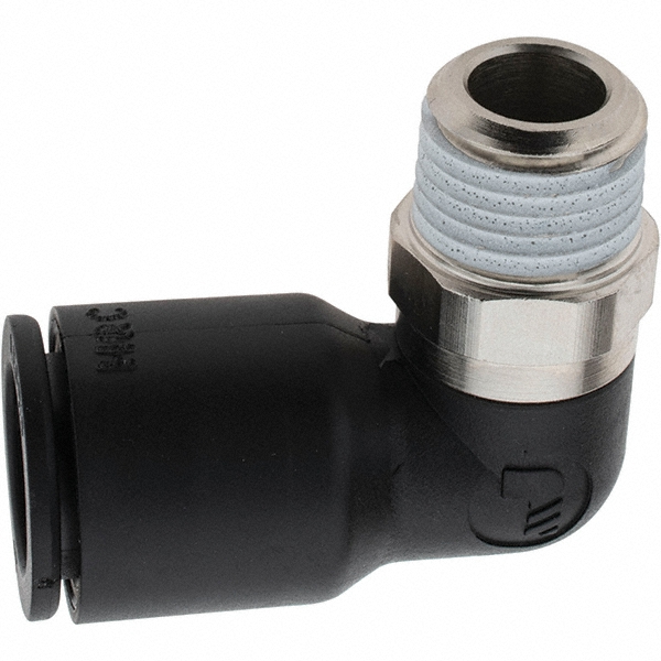 Push-To-Connect Tube to Male BSPT Tube Fitting: 90 ° Male Elbow, 1/4" Thread