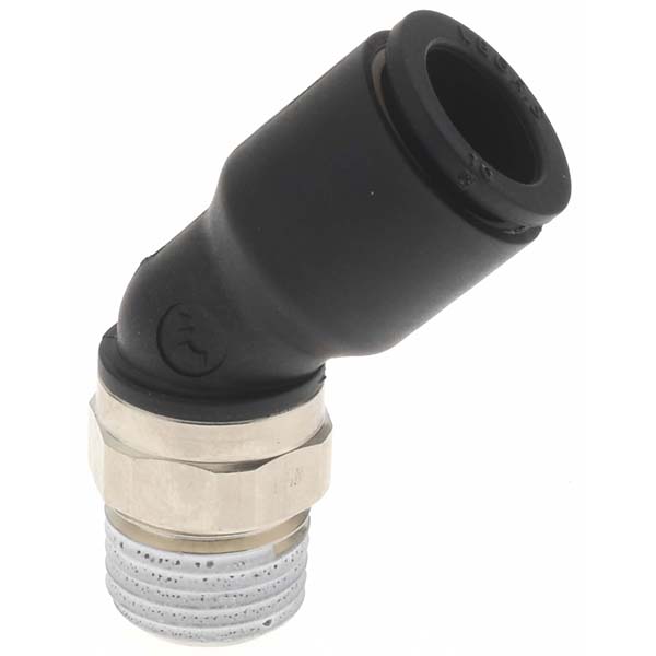 Push-To-Connect Tube to Male BSPT Tube Fitting: 45 ° Male Elbow, 1/4" Thread