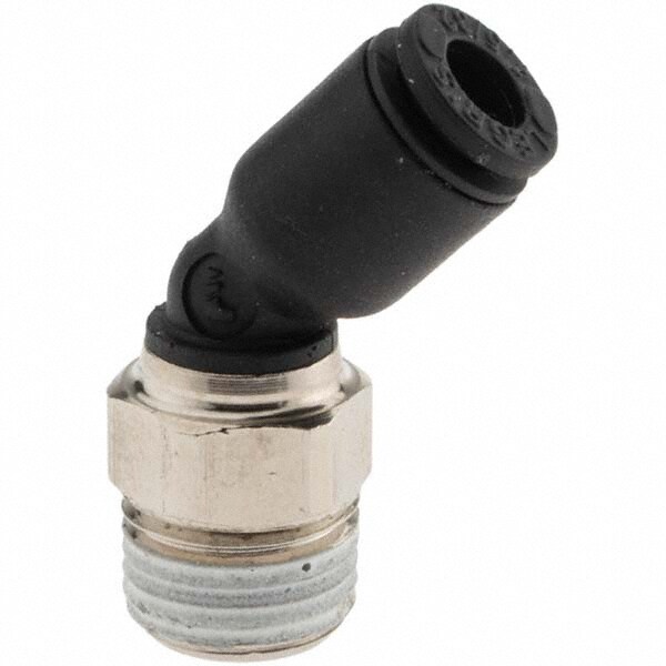 Push-To-Connect Tube to Male BSPT Tube Fitting: 45 ° Male Elbow, 1/8" Thread
