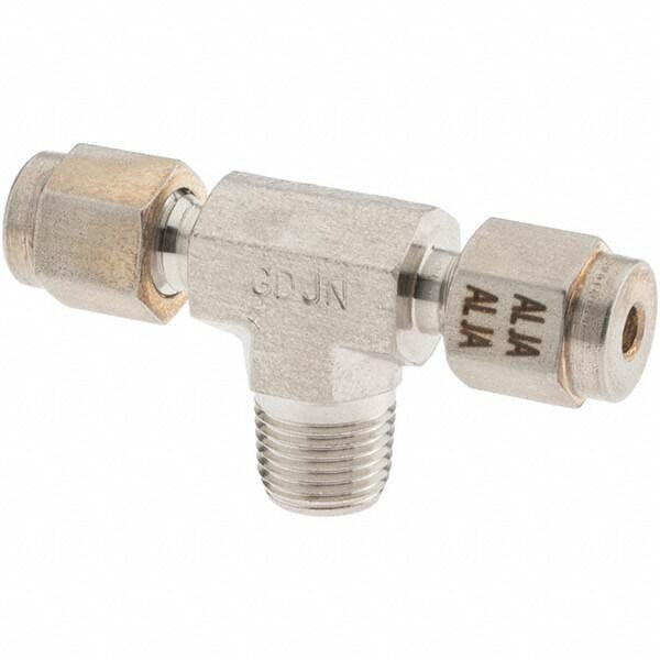 Compression Tube Male Branch Tee: 1/8" Thread, Compression x Compression x MNPT